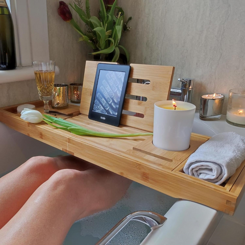 Expandable Luxury Wooden Bathtub Caddy Tray