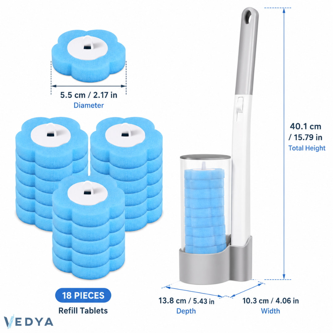 Touch-Free Toilet Brush with 18 Replacement Cleaning Heads