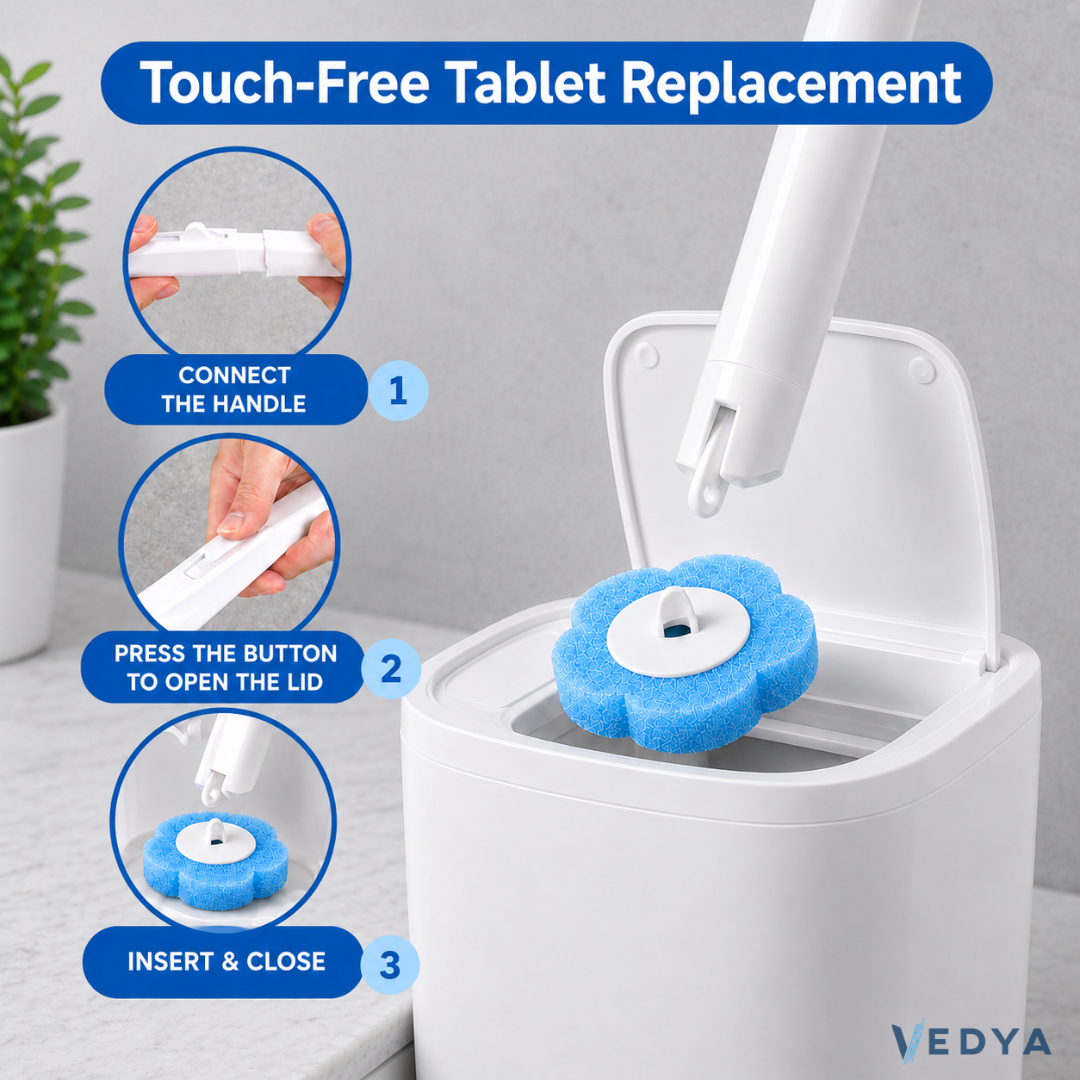 Touch-Free Toilet Brush with 18 Replacement Cleaning Heads