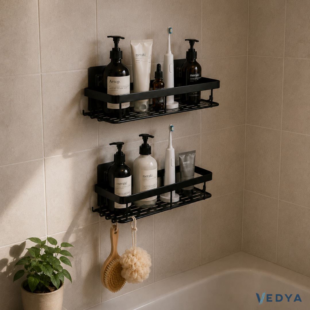 Adhesive Shower Shelf - No Drill Stainless Steel Organizer