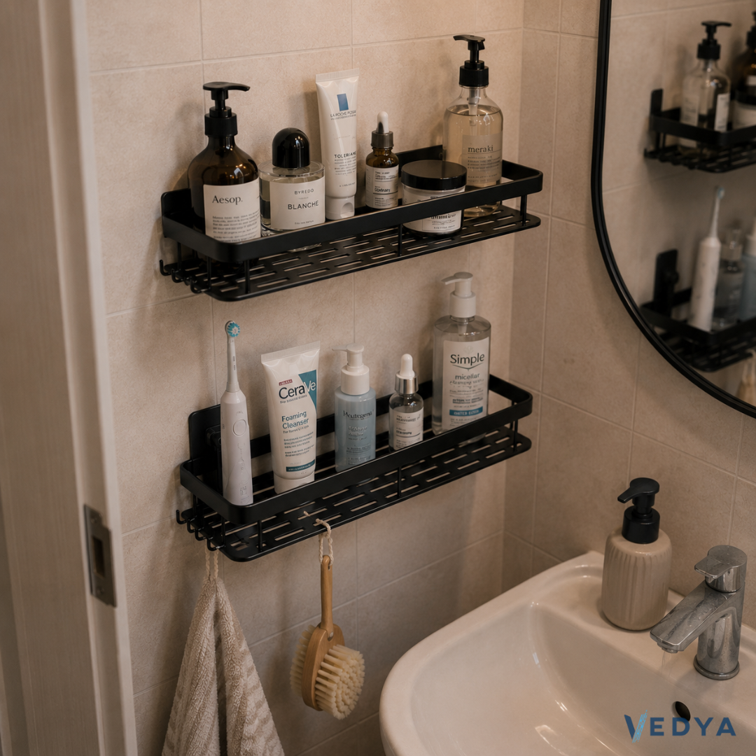 Adhesive Shower Shelf - No Drill Stainless Steel Organizer
