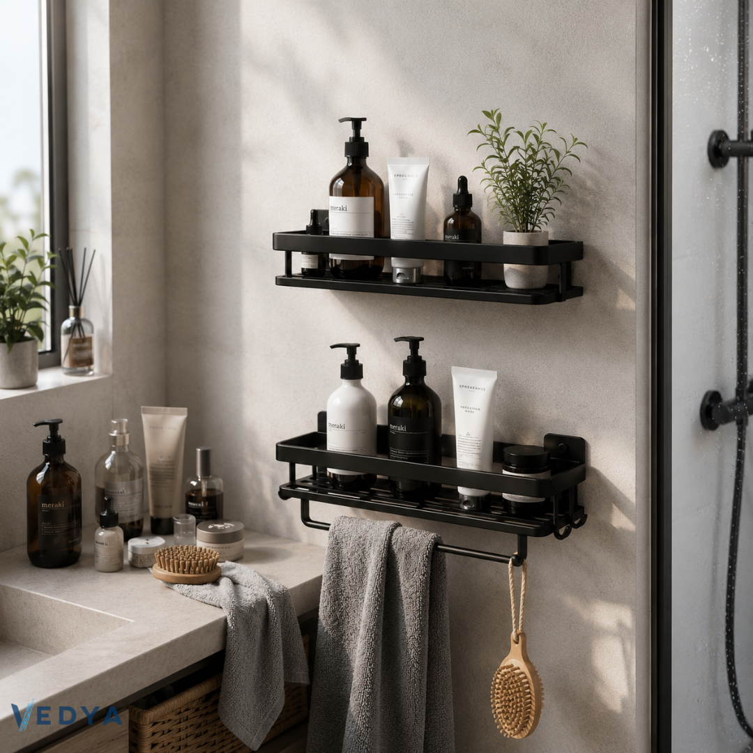 Adhesive Shower Shelf - No Drill Stainless Steel Organizer