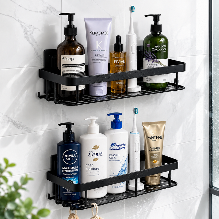 Adhesive Shower Shelf - No Drill Stainless Steel Organizer