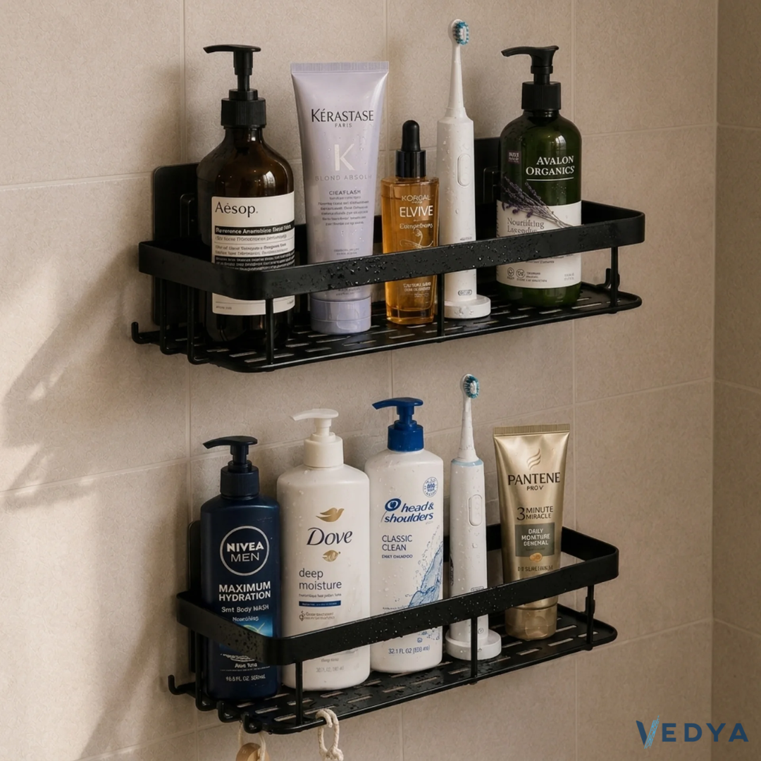 Adhesive Shower Shelf - No Drill Stainless Steel Organizer