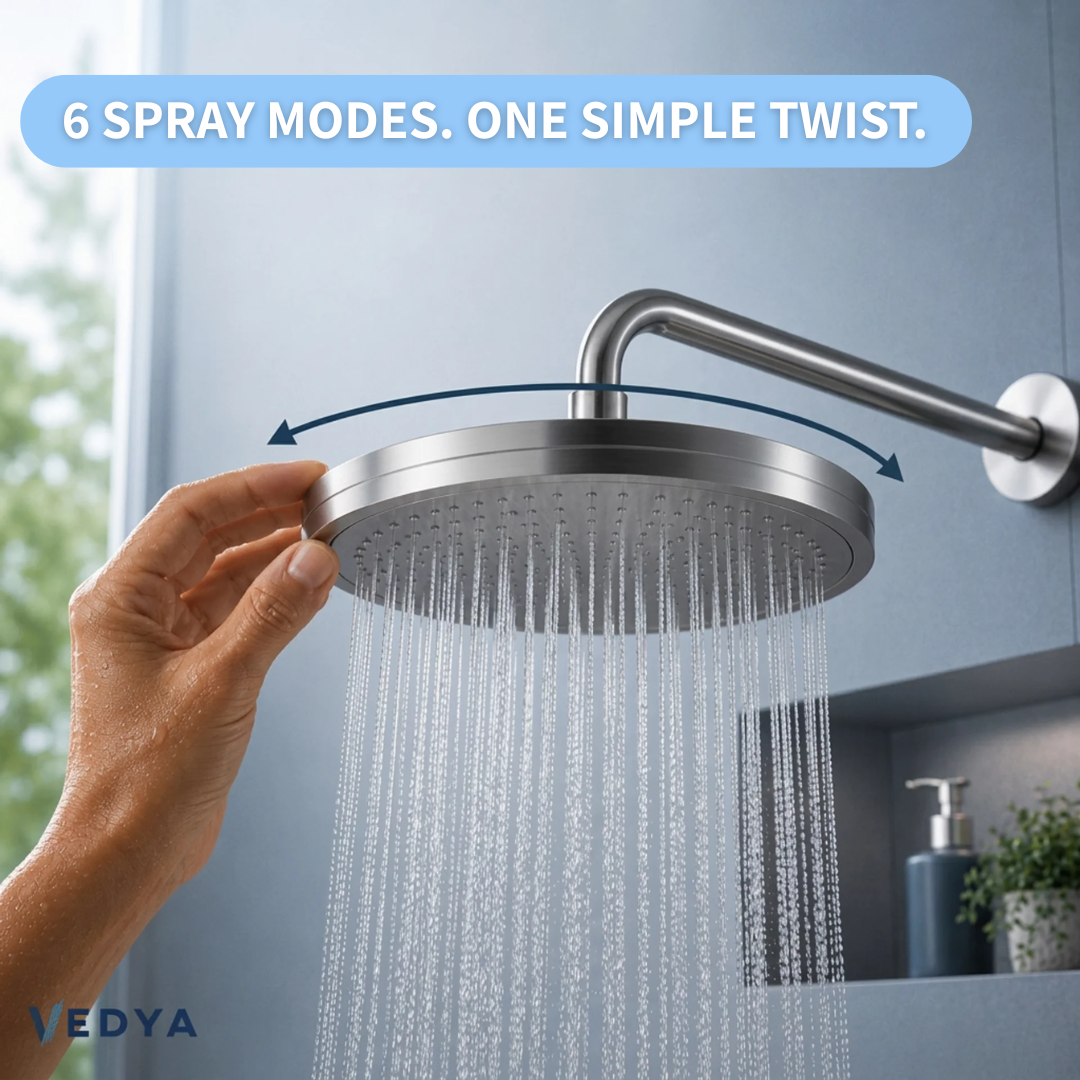 6-Mode Round Rainfall Shower Head