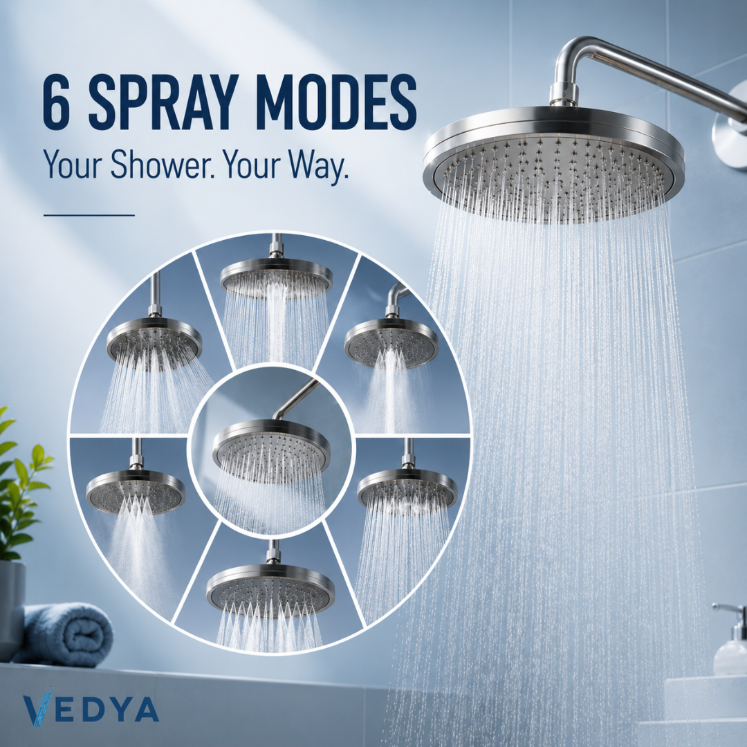 6-Mode Round Rainfall Shower Head