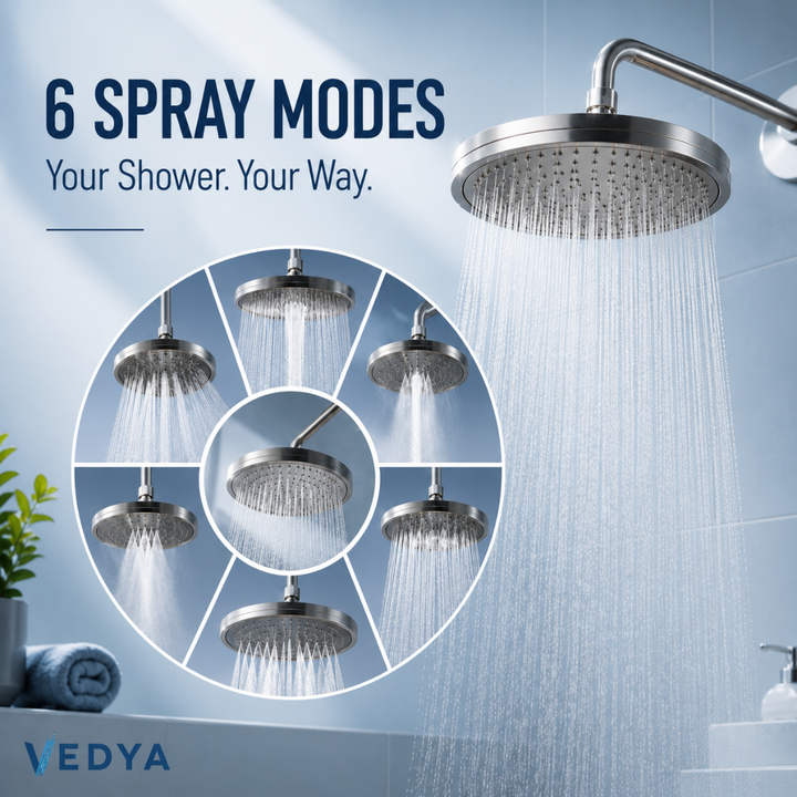6-Mode Round Rainfall Shower Head