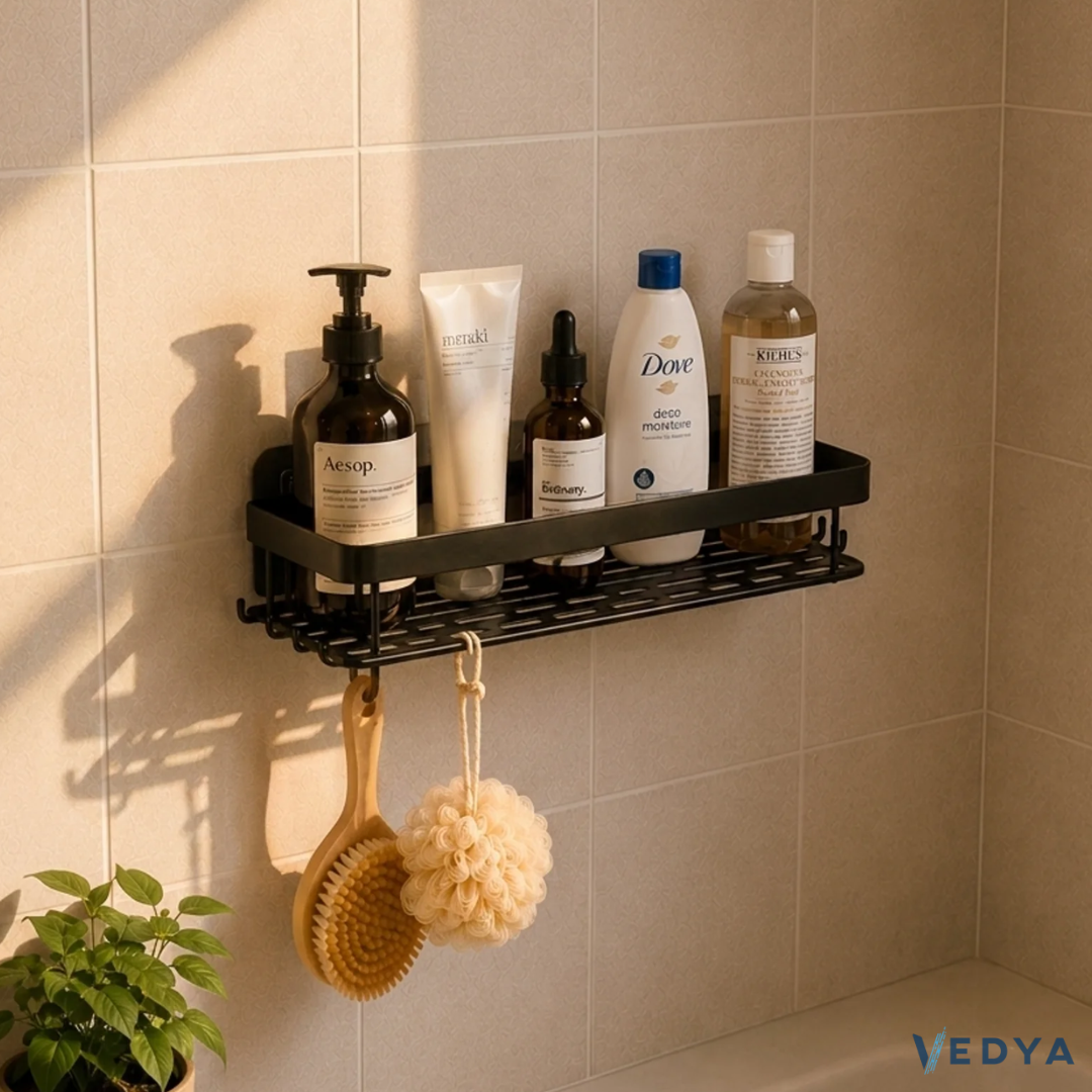 Adhesive Shower Shelf - No Drill Stainless Steel Organizer