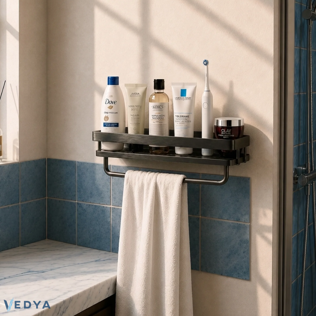 Adhesive Shower Shelf - No Drill Stainless Steel Organizer