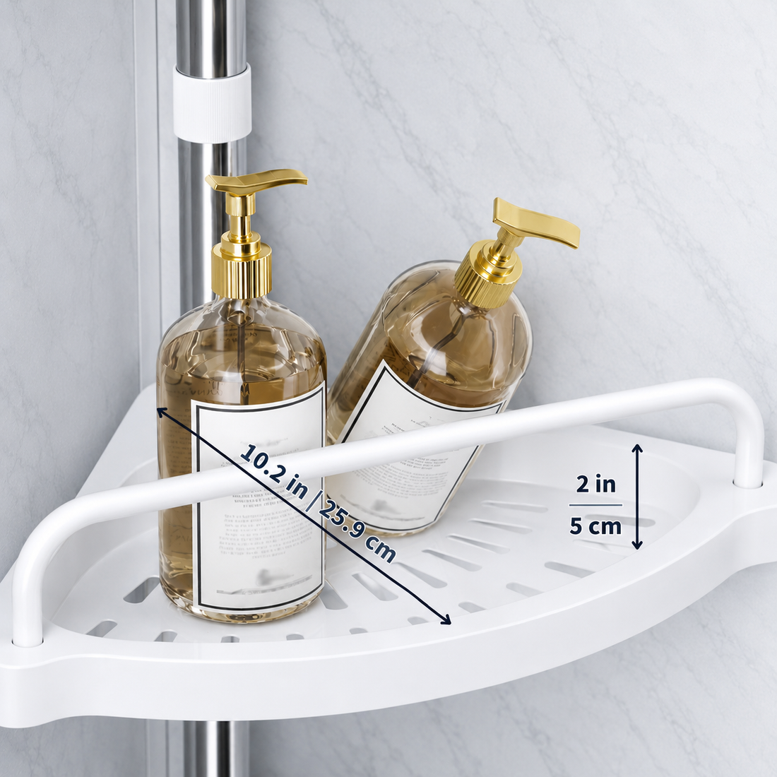 Stainless Steel Telescopic pole with 4 shelves