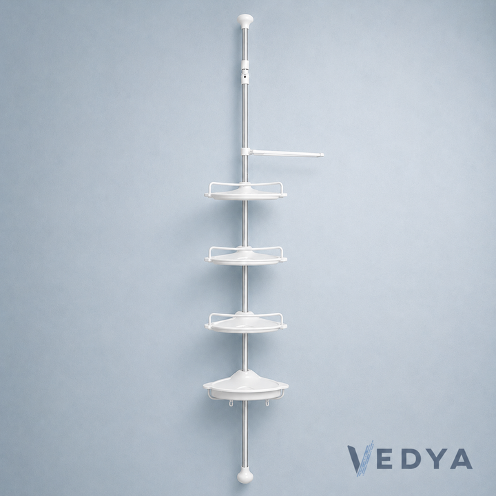 Stainless Steel Telescopic Corner Shower Caddy - 4-Tier