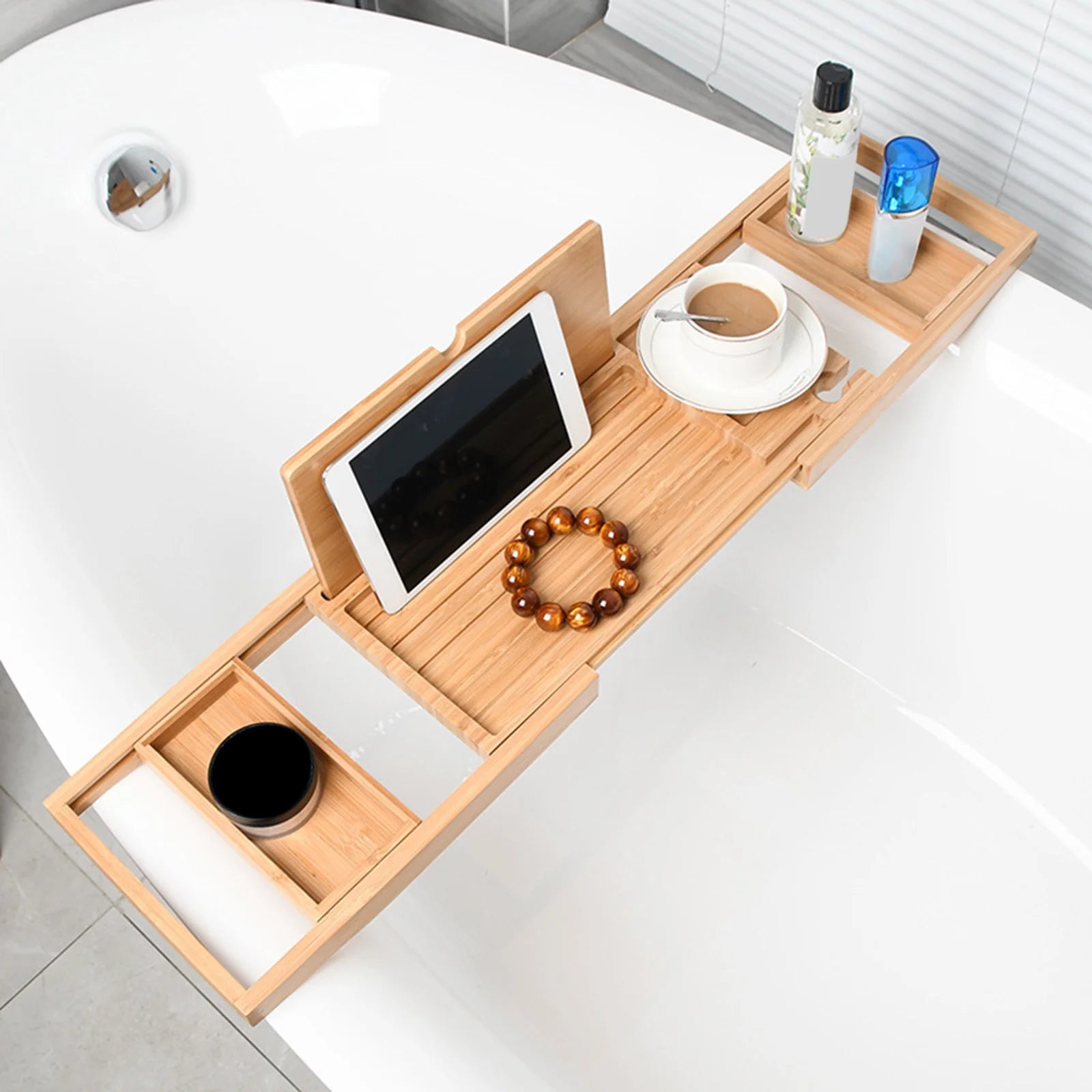 Expandable Luxury Wooden Bathtub Caddy Tray