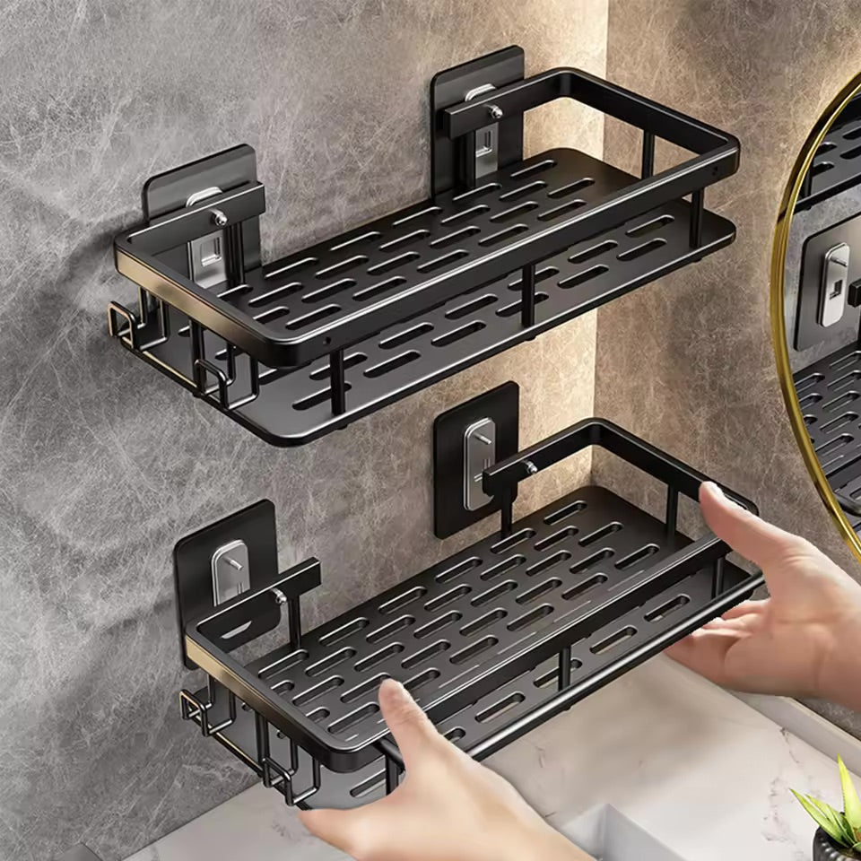 Adhesive Shower Shelf – No Drill Stainless Steel Organizer