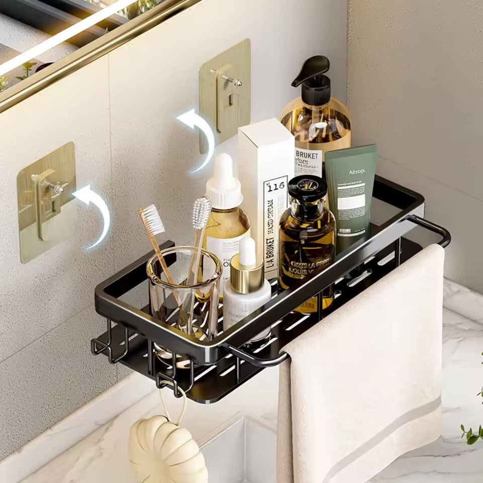 Adhesive Shower Shelf – No Drill Stainless Steel Organizer
