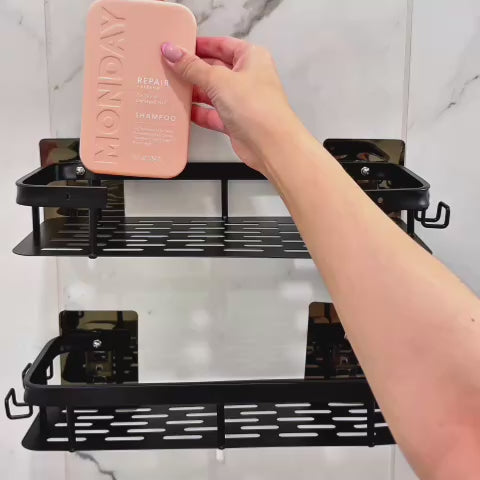 Adhesive Shower Shelf - No Drill Stainless Steel Organizer