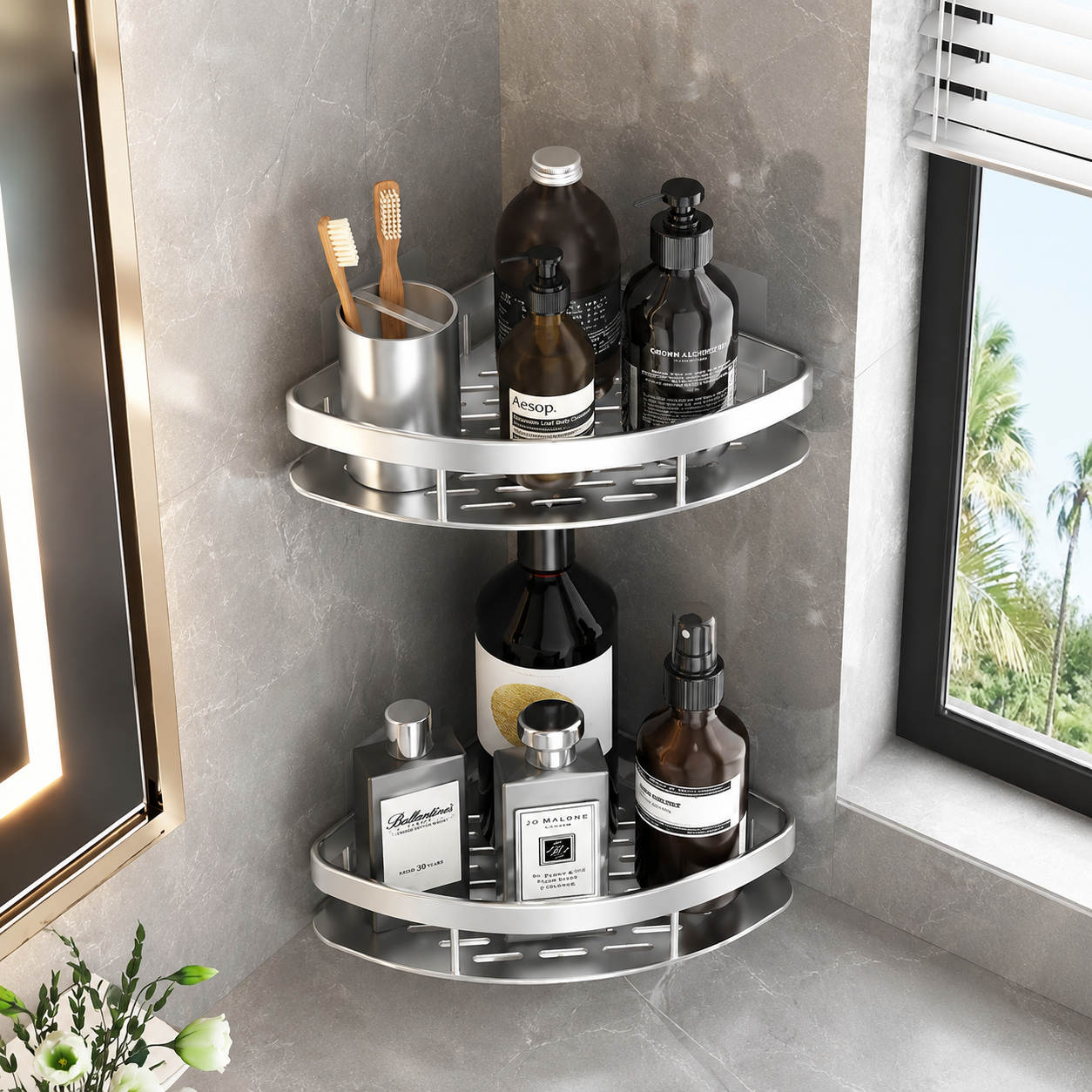 No Drill Corner Shower Shelf – Wall Mount Organizer