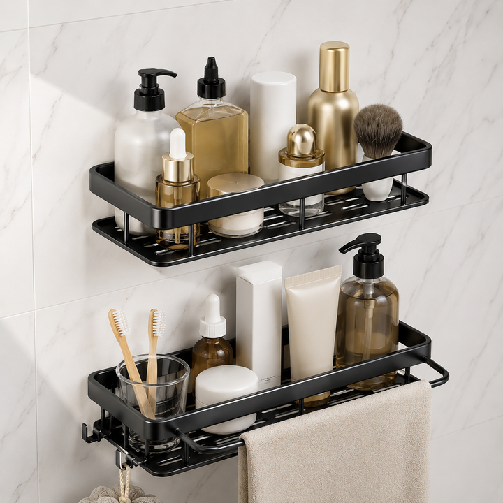 Adhesive Shower Shelf - No Drill Stainless Steel Organizer