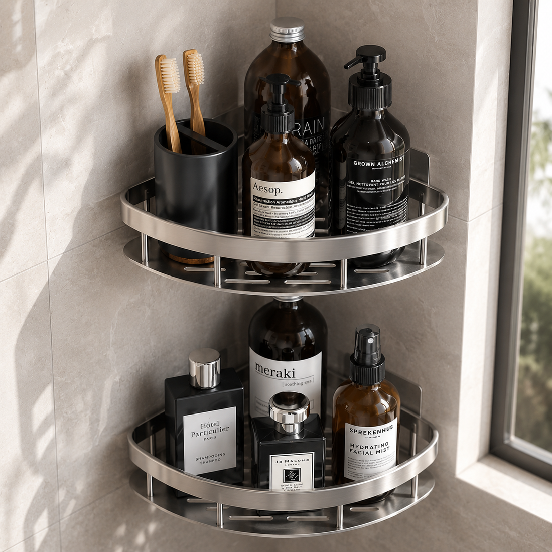 No Drill Corner Shower Shelf – Wall Mount Organizer