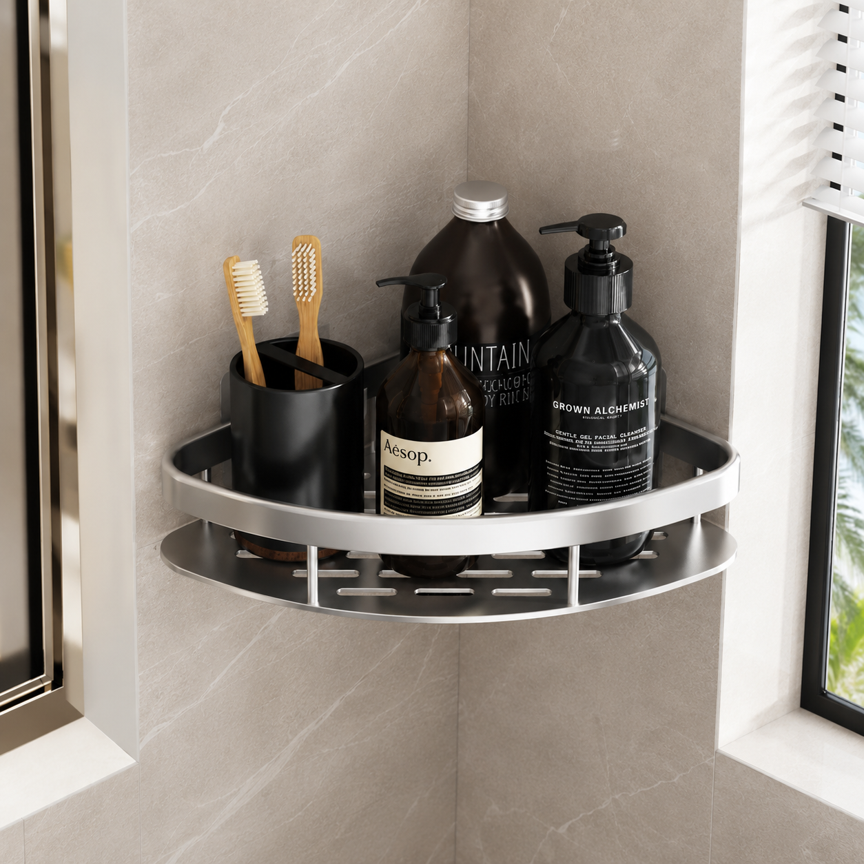 No Drill Corner Shower Shelf – Wall Mount Organizer