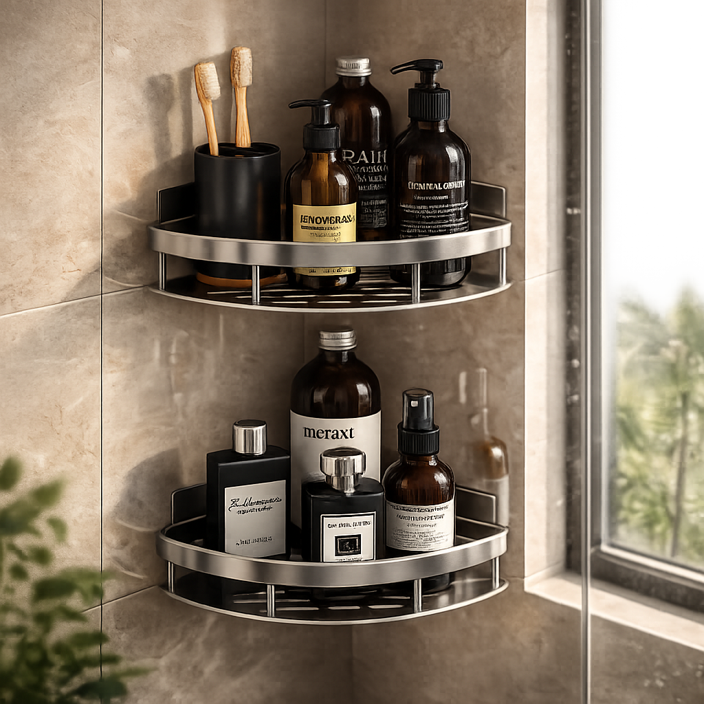 No Drill Corner Shower Shelf – Wall Mount Organizer