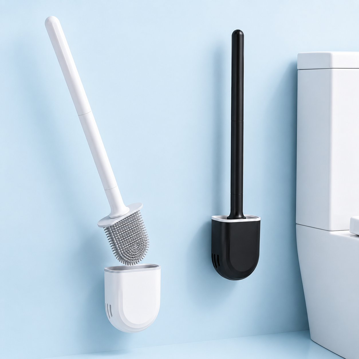 Hygienic Silicone Toilet Brush with Wall Mount