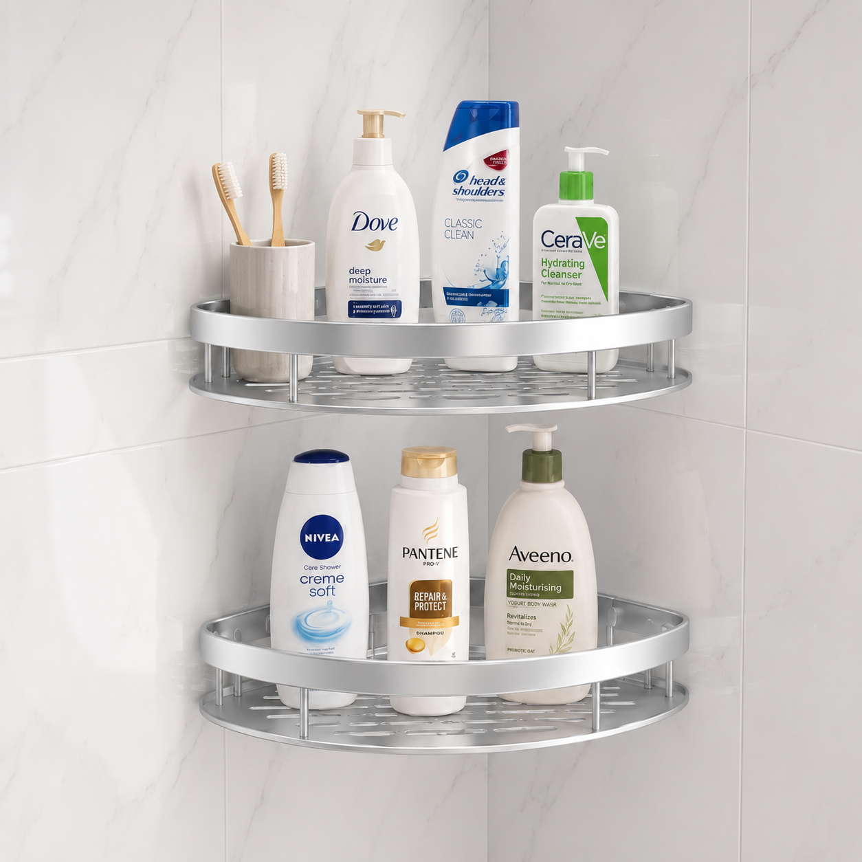 No Drill Corner Shower Shelf – Wall Mount Organizer