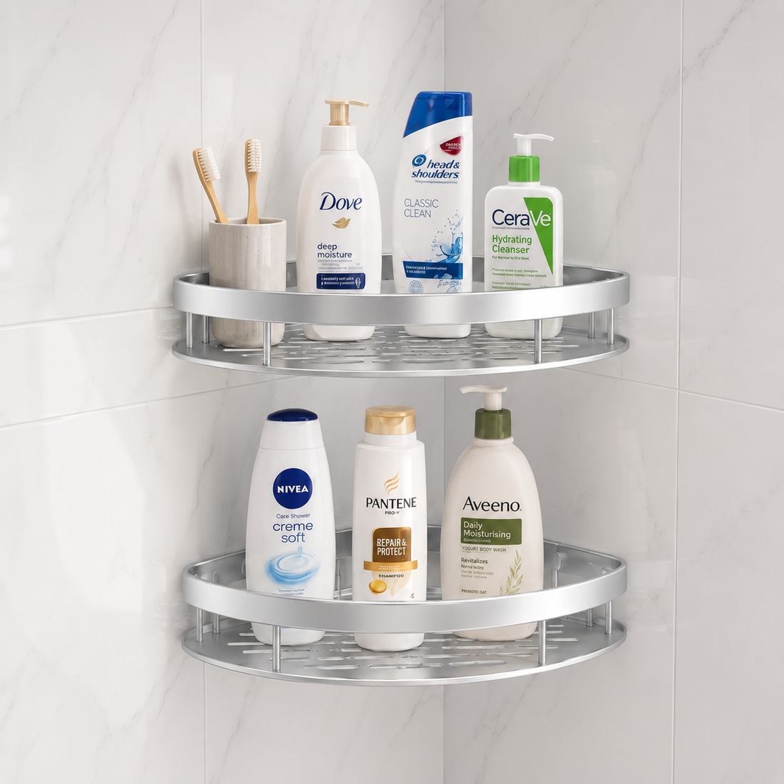 No Drill Corner Shower Shelf – Wall Mount Organizer