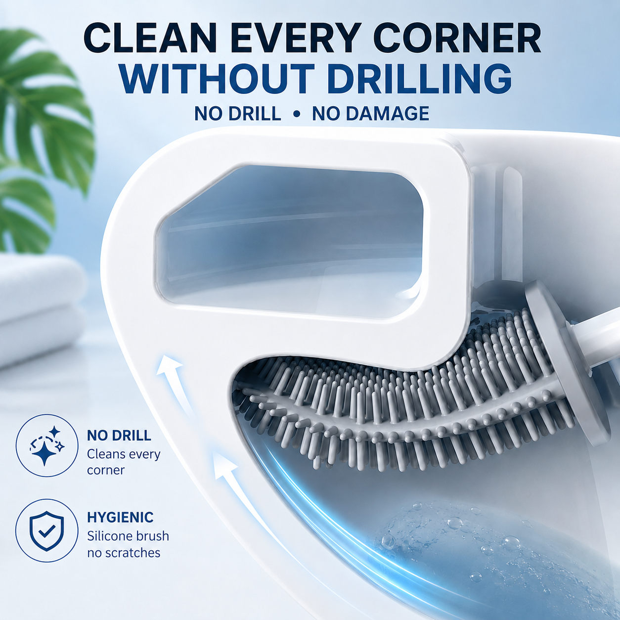 Hygienic Silicone Toilet Brush with Wall Mount